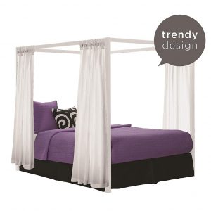 DHP Modern Canopy Bed with Built-in Headboard