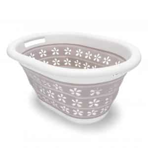 Camco White/Taupe Collapsible Laundry Basket