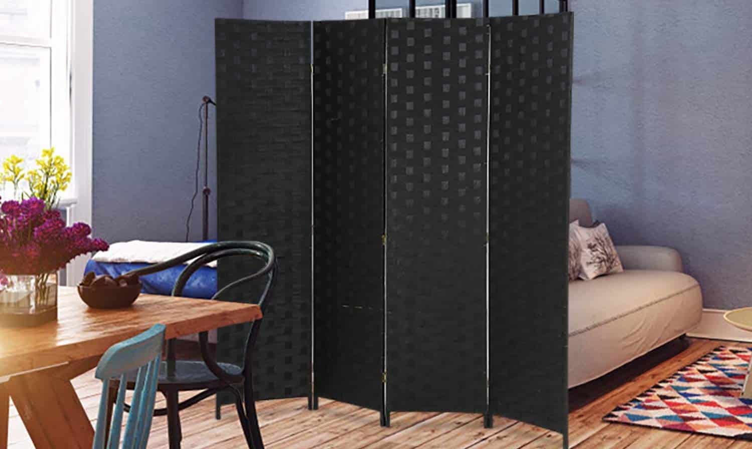 Room Partitions and Dividers Freestanding Room Dividers and Folding Privacy Screens 4 Panel 6 ft Foldable Portable Room Seperating Divider Brown Handwork Wood Mesh Woven Design Room Divider Wall