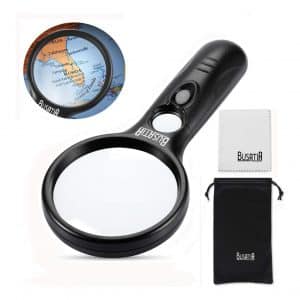 Chefic Handheld Illuminated Magnifier 3X 45X Magnification Super High Clarity Lightweight Exploring /& Reading Aid for Seniors Magnifying Glass with 3 LED Lights