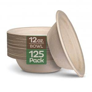 100% Compostable 12 Oz Paper Bowls