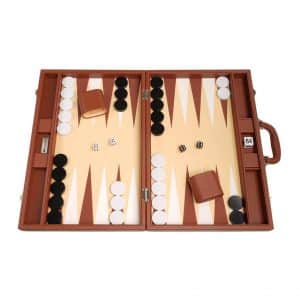 Silverman & co 19" Premium Backgammon Set - Desert Brown Board